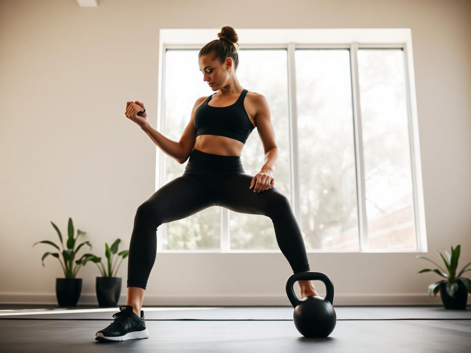 Athlete training with a kettlebell